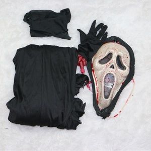 Ghost Face Bleeding Mask Costume Adult Scream Horror Robe Gloves Halloween Prop